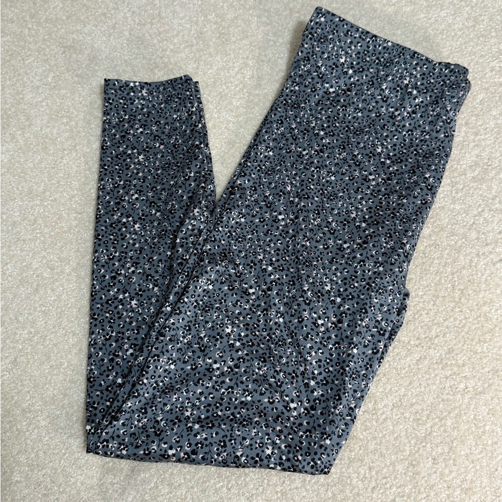 Gray Leopard Print PJ Jogger L